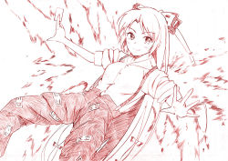 Rule 34 | 1girl, card, female focus, fiery wings, fire, fujiwara no mokou, holding, holding card, monochrome, pants, sleeves rolled up, solo, touhou, vent arbre, wings