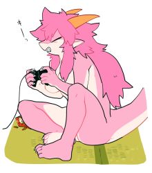 Rule 34 | artist request, console, dragon, closed eyes, furry, grin, long hair, open mouth, pink hair