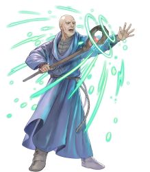 Rule 34 | 1boy, bald, boots, bracelet, brown eyes, fire emblem, fire emblem: mystery of the emblem, fire emblem heroes, full body, highres, jewelry, male focus, necklace, nintendo, official art, open mouth, pikomaro, solo, staff, teeth, transparent background, wizard, wrys (fire emblem)
