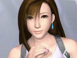 Rule 34 | 1990s (style), 3d, animated, animated gif, bare shoulders, brown eyes, brown hair, earrings, fighting cuties, final fantasy, final fantasy vii, jewelry, long hair, looking at viewer, nail polish, retro artstyle, sexually suggestive, smile, solo, suspenders, tank top, tifa lockhart