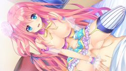 Rule 34 | 1boy, 1girl, aqua eyes, blunt bangs, blush, bracelet, breasts, censored, clothed sex, dutch angle, flower, game cg, garter straps, girl on top, hair flower, hair ornament, hair ribbon, hand on another&#039;s stomach, hetero, highres, hoshino iroha, jewelry, large breasts, long hair, looking at viewer, mosaic censoring, motoi ayumu, navel, nipples, on bed, open mouth, penis, pink hair, pure song garden!, ribbon, sex, solo focus, spread legs, thighhighs, vaginal, very long hair