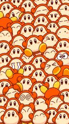 Rule 34 | &gt; &lt;, . ., @ @, arms up, blush stickers, closed eyes, commentary request, highres, kirby (series), looking at viewer, nintendo, no humans, one eye closed, solid oval eyes, t t, too many, waddle dee, yutakunatu