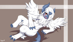 Rule 34 | absol, artist request, breasts, brown eyes, creatures (company), furry, game freak, gen 3 pokemon, highres, long hair, nintendo, nipples, open mouth, pokemon, pokemon (creature), pussy, uncensored, white hair