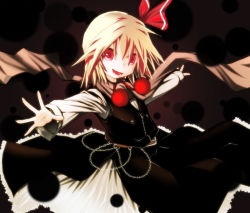 Rule 34 | 1girl, blonde hair, bow, embodiment of scarlet devil, female focus, gradient background, hair bow, red eyes, rumia, short hair, solo, touhou, verynezumi