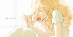 Rule 34 | 1boy, 1girl, a-tsuki, baby, blonde hair, family, happy, long hair, mother and son, one piece, portgas d. ace, portgas d. rouge, smile, tears
