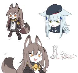 Rule 34 | anger vein, angry, animal ears, beret, black headwear, blood, cat ears, cat tail, furry, furry female, girls&#039; frontline, green eyes, hair ornament, hat, hk416 (girls&#039; frontline), jacket, necktie, open clothes, open jacket, open mouth, patch, prosthesis, scar, scar across eye, scar on face, shirt, side ponytail, sketch, skirt, tail, tied shirt, ump45 (girls&#039; frontline), white shirt, zocehuy