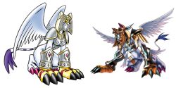 Rule 34 | armor, claws, digimon, digimon (creature), mask, nefertimon, nefertimon x-antibody, official art, simple background, white background, wings