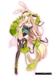 Rule 34 | ace (playing card), animal ears, black hairband, black thighhighs, blonde hair, boots, braid, breasts, bupleurum (flower knight girl), card, cross-laced footwear, crown braid, fake animal ears, flower, flower knight girl, full body, gradient background, hair flower, hair ornament, hairband, high heel boots, high heels, highres, holding, holding card, holding sword, holding weapon, lace-up boots, leotard, long hair, looking at viewer, playboy bunny, playing card, rabbit ears, rabbit tail, rapier, solo, standing, standing on one leg, sword, tagme, tail, thighhighs, very long hair, weapon, white background