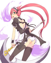 Rule 34 | 00s, airi (queen&#039;s blade), airi (queen's blade), airi (the infernal temptress), green eyes, long hair, maid, mechi, panties, queen&#039;s blade, red hair, scythe, solo, thighhighs, twintails, underwear