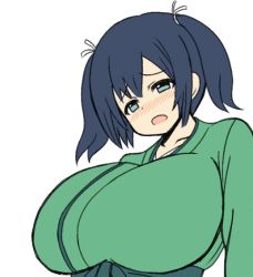 Rule 34 | 10s, 1girl, animated, animated gif, blue eyes, blue hair, blush, bouncing breasts, breasts, gigantic breasts, hiraga daidai, kantai collection, souryuu (kancolle), twintails