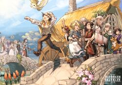 Rule 34 | 6+boys, 6+girls, agnea bristarni, alfyn greengrass, animal ears, animal nose, arms up, bird, bridge, castti florenz, copyright name, cyrus albright, dress, everyone, facial mark, fox, h&#039;aanit (octopath traveler), hat, hikari ku, irono16, jacket, jacket on shoulders, multiple boys, multiple girls, ochette (octopath traveler), octopath traveler, octopath traveler i, octopath traveler ii, olberic eisenberg, open mouth, ophilia clement, osvald v. vanstein, outstretched arm, owl, partitio yellowil, primrose azelhart, smile, staff, sword, tail, temenos mistral, therion (octopath traveler), throne anguis, tressa colzione, waistcoat, walking, water wheel, weapon, whisker markings, wolf ears, wolf tail