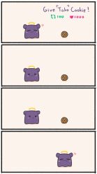 Rule 34 | 1other, 4koma, :&lt;, :3, absurdres, chibi, comic, commentary, cookie, crumbs, english text, food, halo, heart, highres, hololive, hololive english, like and retweet, mpien, no humans, octopus, pink background, silent comic, solid circle eyes, takodachi (ninomae ina&#039;nis), virtual youtuber, you&#039;re doing it wrong