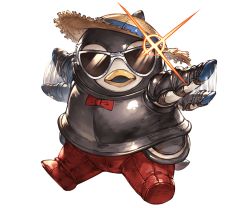 Rule 34 | 10s, 1girl, animal costume, animal focus, bird, bow, bowtie, full body, granblue fantasy, hat, minaba hideo, motion lines, no humans, official art, pengie, pengie (grablue fantasy), penguin, penguin costume, red bow, solo, sparkle, sun hat, sunglasses, transparent background