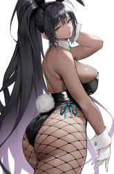 Rule 34 | 1girl, absurdres, animal ears, ass, bare shoulders, black hair, black leotard, blue archive, blush, breasts, curvy, dark-skinned female, dark skin, detached collar, fake animal ears, fishnet pantyhose, fishnets, gloves, highleg, highleg leotard, highres, karin (blue archive), karin (bunny) (blue archive), large breasts, leotard, long hair, looking at viewer, official alternate costume, pantyhose, playboy bunny, ponytail, rabbit ears, rabbit tail, revision, sidelocks, solo, tail, thighs, thong leotard, white gloves, wide hips, yellow eyes, yoshio (55level)