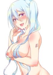 Rule 34 | 1girl, ass, blue eyes, blue hair, blush, breasts, hatsune miku, highres, kusoyuridanchi, long hair, medium breasts, nipples, nude, open mouth, smile, solo, upper body, vocaloid