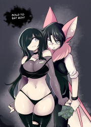 Rule 34 | !, 1boy, 1girl, absurdres, animal ears, antenna hair, aria wintermint, bare shoulders, bat ears, black hair, black panties, breasts, colored skin, curvy, embarrassed, english text, fingerless gloves, forced, glasses, gloves, goth fashion, grabbing, hair over one eye, hetero, highleg, highleg panties, highres, large breasts, long hair, looking at another, looking back, lucyfer, money, monster boy, navel, open mouth, original, pale skin, panties, revealing clothes, roy (lucyfer), see-through, see-through shirt, shiny skin, short hair, simple background, slave, smoking, standing, sweat, sweatdrop, the crawling city, thighhighs, thong, torn clothes, underwear, very long hair, wide hips, wings, yellow eyes, you gonna get raped