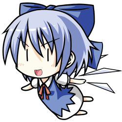 Rule 34 | 1girl, bad id, bad pixiv id, chibi, cirno, dress, embodiment of scarlet devil, female focus, full body, hebereke black, lowres, simple background, solo, touhou, white background, wings, | |
