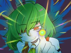 Rule 34 | 1girl, aiming, aiming at viewer, arm strap, artist request, ascot, cha ji qiye sui daiduo diyu, collared shirt, colored eyelashes, energy, eyebrows, eyes visible through hair, green hair, hair between eyes, hair over one eye, half-closed eyes, highres, kazami yuuka, looking at viewer, master spark, materializing, plaid, plaid vest, pointing, pointing at viewer, pointing finger, pov, red eyes, shirt, short hair, smile, smirk, solo, touhou, upper body, vest, yellow ascot