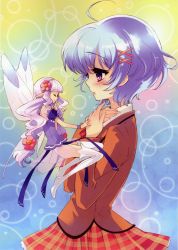 Rule 34 | 2girls, absurdres, blue eyes, character request, dress, closed eyes, fairy, glasses, hair ornament, highres, ito noizi, mercuria, multiple girls, pointy ears, purple eyes, purple hair, tears, tiara (mercuria), tsurugi ai, wings