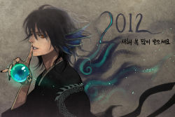 Rule 34 | 1boy, agasang, black dress, black hair, black theme, dragon, dress, hanbok, korean clothes, korean text, male focus, solo