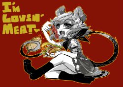 Rule 34 | 1girl, animal ears, capelet, eating, english text, food, jewelry, meat, mouse ears, mouse tail, napkin, nazrin, open mouth, sandwich, see-through, short hair, solo, tail, touhou, yt (wai-tei)