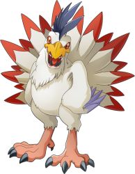 Rule 34 | bandai, bird, claws, cockatrimon, digimon, digimon (creature), digimon new century, full body, looking at viewer, monster, no humans, official art, open mouth, red eyes, sharp teeth, simple background, solo, standing, teeth, tongue, tongue out, wings