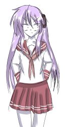 Rule 34 | 1girl, angry, bow, closed mouth, colored skin, hair bow, highres, hiiragi kagami, konakona018, long hair, lucky star, non-web source, pale skin, purple hair, red sailor collar, ryouou school uniform, sailor collar, school uniform, serafuku, sketch, solo, twintails, upper body, white background, white skin