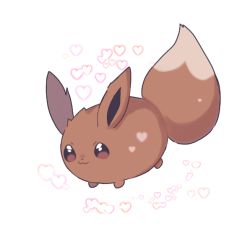 Rule 34 | :3, aliceyawnin, brown eyes, closed mouth, creatures (company), eevee, full body, game freak, gen 1 pokemon, happy, heart, nintendo, no humans, pokemon, pokemon (creature), simple background, smile, solo, white background