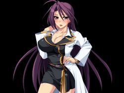 Rule 34 | 1girl, ahegao, angry, animated, animated gif, blush, breasts, cleavage, clenched teeth, hoshoku game, large breasts, long hair, looking at viewer, mind break, nipples, open mouth, purple eyes, purple hair, solo, teeth, tongue, tongue out
