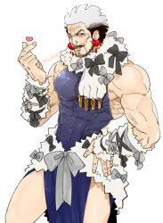 Rule 34 | 1boy, abs, bara, beard, black bow, black eyes, black hair, bow, earrings, facial hair, fur scarf, golden kamuy, grey bow, grey hair, heart, heart earrings, jewelry, long sideburns, looking at viewer, maeba (morbid+lovers), male focus, mature male, multicolored hair, muscular, nihei tetsuzou, old, old man, scar, scar on face, scarf, sideburns, simple background, twitter username, two-tone hair, white scarf