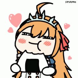 Rule 34 | 1girl, animated, animated gif, chewing, eating, food, lowres, onigiri, pecorine (princess connect!), princess connect!, seseren