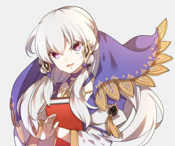 Rule 34 | 1girl, book, dress, fire emblem, fire emblem: three houses, fromchawen, hair ornament, holding, holding book, long hair, long sleeves, lysithea von ordelia, nintendo, open mouth, pink eyes, simple background, solo, upper body, waving, white background, white hair