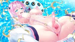 Rule 34 | 1girl, after masturbation, aigan tenshi cheery pink, anus, arms behind back, assisted masturbation, blue eyes, blush, breasts, caustics, censored, cheery pink, clitoris, creature, crotch cutout, crotchless, crotchless swimsuit, cum, cum on body, cum on hair, enlarged clitoris, facial, female ejaculation, functionally nude, gaping, hair ornament, happy, highres, huge clitoris, lactation, long hair, magical girl, medium breasts, monster, mosaic censoring, navel, nipple cutout, nippleless clothes, nippleless swimsuit, nipples, one-piece swimsuit, outdoors, partially submerged, peeing, pink hair, pink one-piece swimsuit, pool, pussy, slingshot swimsuit, spread legs, swimsuit, thighhighs, v-mag, water, white thighhighs