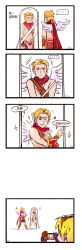 Rule 34 | ..., 2boys, 4koma, ;d, aa2233a, alternate costume, angel, angel wings, annoyed, camera, comic, ezreal, heart, highres, league of legends, looking at viewer, mirror, multiple boys, one eye closed, open mouth, pout, reflection, short hair, simple background, smile, solo focus, spoken ellipsis, standing, taking picture, translation request, varus, white background, wings