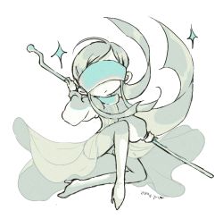 Rule 34 | 1other, alexandrite (houseki no kuni), blindfold, chibi, dress, facing viewer, floating hair, frown, full body, hand up, high heels, holding, holding weapon, houseki no kuni, long hair, long sleeves, on one knee, puffy long sleeves, puffy sleeves, see-through, sidelocks, simple background, solo, sparkle, weapon, white background, yawo