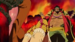 Rule 34 | 10s, 1boy, 1girl, 2011, animated, armpits, arms up, black eyes, black hair, blush, boots, bound, breasts, chain, chained, chained wrists, clenched teeth, jewelry bonney, large breasts, long hair, marshall d. teach, midriff, one piece, patterned legwear, pink hair, purple eyes, restrained, shirt, short shorts, shorts, sound, spread legs, stomach, suspenders, sweat, tagme, taut clothes, taut shirt, tears, teeth, thighhighs, thighs, ugly man, video