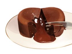 Rule 34 | brownie (food), chocolate, chocolate syrup, commentary request, dessert, food, food focus, fork, izumi keika, no humans, original, plate, realistic, simple background, white background