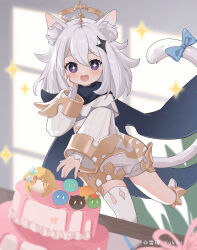 Rule 34 | + +, absurdres, animal ear fluff, animal ears, aqua ribbon, artist name, asymmetrical legwear, blush, boots, cake, cape, cat ears, cat tail, commentary, commentary request, crown, day, english commentary, floating, food, genshin impact, gold trim, gradient cape, hair between eyes, hair flaps, hair ornament, hand on own cheek, hand on own face, highres, indoors, long hair, long sleeves, looking at viewer, lumine (genshin impact), mixed-language commentary, open mouth, paimon (genshin impact), ribbon, shade, sidelocks, single thighhigh, slime (genshin impact), smile, star-shaped pupils, star (symbol), swept bangs, symbol-only commentary, symbol-shaped pupils, table, tail, tail ornament, tail ribbon, thighhighs, twitter username, wall, white footwear, white hair, white thighhighs, wide sleeves, yukiri (l ii)