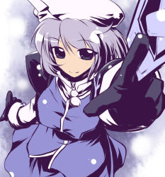 Rule 34 | 1girl, advent cirno, breasts, female focus, gloves, grey eyes, grey hair, hat, letty whiterock, short hair, snow, solo, spell card, touhou, yoshi tama