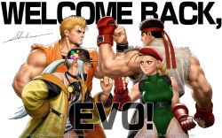 Rule 34 | 2022, 2boys, 2girls, baseball cap, beret, black hair, blonde hair, braid, breasts, cammy white, capcom, capcom vs snk, clenched hand, clenched hands, closed mouth, commentary, crossover, dougi, english commentary, english text, evolution championship series, faceoff, facial scar, fingerless gloves, fist bump, gloves, green leotard, hat, headband, highres, isla (kof), jacket, leotard, long hair, long sleeves, looking at another, mask, medium breasts, mori toshiaki, multicolored hair, multiple boys, multiple girls, muscular, muscular male, official art, red gloves, red headband, respirator, ryou sakazaki, ryu (street fighter), ryuuko no ken, scar, scar on cheek, scar on face, second-party source, short hair, signature, smile, snk, spiked hair, standing, street fighter, the king of fighters, the king of fighters xv, vambraces, wristband, yellow jacket