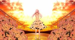 Rule 34 | 1girl, dress, flower, frills, from behind, high heels, highres, ia (vocaloid), pale skin, rose, solo, vocaloid, yutapon