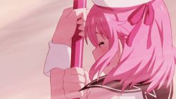 Rule 34 | 2girls, animated, animated gif, blush, breasts, closed eyes, hat, houkago no pleiades, lowres, magical girl, multiple girls, pink hair, spinning, staff, subaru (houkago no pleiades), weapon