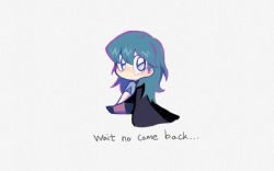 Rule 34 | 1girl, aqua hair, black cape, blue eyes, blush, byleth (female) (fire emblem), byleth (fire emblem), cape, denaseey, english text, fire emblem, fire emblem: three houses, from behind, long hair, looking at viewer, looking back, nintendo, pantyhose, purple outline, simple background, solo, tears, white background