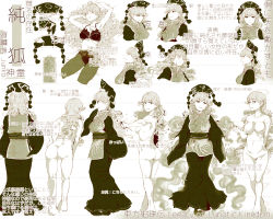 Rule 34 | 1girl, absurdres, angry, ass, black dress, bra, breasts, character sheet, chinese clothes, commentary request, completely nude, crescent, crying, crying with eyes open, dress, energy, expressions, hat, hi you (flying bear), highres, junko (touhou), long hair, looking at viewer, monochrome, multiple views, nude, panties, pantyhose, simple background, smile, tabard, tears, touhou, translation request, underwear, underwear only, white background, wide sleeves
