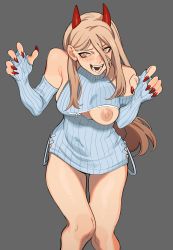 Rule 34 | absurdres, blush, breasts, breasts out, chainsaw man, highres, nipples, porqueloin, power (chainsaw man)