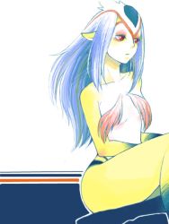 Rule 34 | aba. (348636), blue hair, colored skin, monster girl, mutio, red eyes, tagme, yellow skin