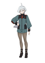 Rule 34 | 1girl, absurdres, ahoge, argyle clothes, argyle footwear, artist request, asticassia school uniform, black footwear, boots, expressionless, front-seamed legwear, full body, green shorts, grey eyes, gundam, gundam suisei no majo, hair between eyes, hand on own hip, high heel boots, high heels, highres, long hair, long sleeves, miorine rembran, necktie, official art, open hand, pantyhose, red necktie, school uniform, seamed legwear, short shorts, shorts, shoulder boards, solo, standing, very long hair, wide sleeves