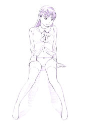 Rule 34 | 1girl, monochrome, original, panties, sketch, solo, thighhighs, traditional media, underwear, yoshitomi akihito