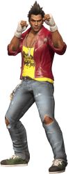 Rule 34 | 1boy, 3d, belt, brown eyes, brown hair, clothes, dead or alive, dead or alive 6, diego (doa), ear piercing, facial hair, full body, gloves, highres, jacket, jewelry, looking at viewer, male focus, muscular, necklace, official art, pants, piercing, shirt, shoes, short hair, simple background, solo, standing, tan, tecmo