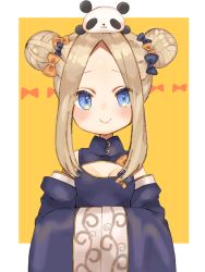 Rule 34 | 1girl, abigail williams (fate), alternate hairstyle, animal, animal on head, black bow, black dress, black hat, blue eyes, blush, bow, breasts, bug, butterfly, china dress, chinese clothes, cleavage cutout, closed mouth, clothing cutout, commentary request, detached sleeves, double bun, dress, fate/grand order, fate (series), forehead, hair bow, hair bun, hair up, hands in opposite sleeves, hat, highres, hugging object, insect, light brown hair, long hair, long sleeves, matsuda (0yx38755230263c), on head, orange bow, panda, panda on head, parted bangs, side bun, sidelocks, sleeveless, sleeveless dress, sleeves past fingers, sleeves past wrists, small breasts, smile, solo, stuffed animal, stuffed toy, teddy bear, very long hair, wide sleeves